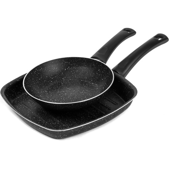 Lazord granite grill pan set - 2 piece - 27,22 - black Lazord granite grill pan set - 2 piece - 27,22 - black