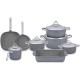 Saflon Granite Set 13 Pieces Round Black Stainless Steel Handle (4 Pots 18/20/24/28 Cm, Fry Pan 24 Cm, Oven Pan 28 Cm, Milk Pot 16 Cm, Grill Pan 28 Cm), 66513 GR Saflon Granite Set 13 Pieces Round Black Stainless Steel Handle (4 Pots 18/20/24/28 Cm, Fry Pan 24 Cm, Oven Pan 28 Cm, Milk Pot 16 Cm, Grill Pan 28 Cm), 66513 GR