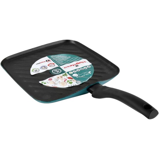 Vitrinor Square Grill 27cm - Turquaz - Enameled Steel vitrified at 820ºC Energy efficient. Vitrinor Square Grill 27cm - Turquaz - Enameled Steel vitrified at 820ºC Energy efficient.