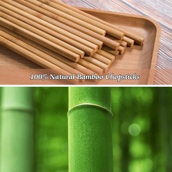 10 Pairs of Bamboo Chopsticks, Reusable Natural Healthy Bamboo Chopsticks 9.8 Inch Chinese Classic Style for Kitchen, Dining Room, Gourmet, Noodles