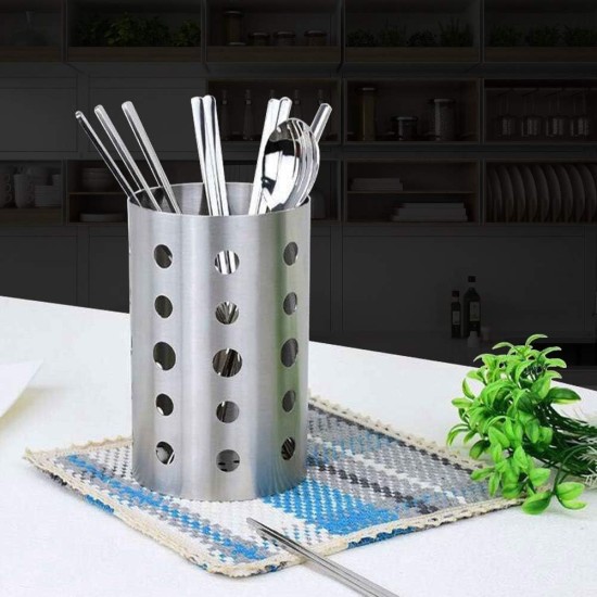 BORDSTRACT Chopsticks Holder, Stainless Steel Cooking Utensil Holder Chopsticks Tube Kitchen Cutlery Storage Rack Organizer with Circular Hole Chopsticks Drainer for Forks Knives Spoons BORDSTRACT Chopsticks Holder, Stainless Steel Cooking Utensil Holder Chopsticks Tube Kitchen Cutlery Storage Rack Organizer with Circular Hole Chopsticks Drainer for Forks Knives Spoons