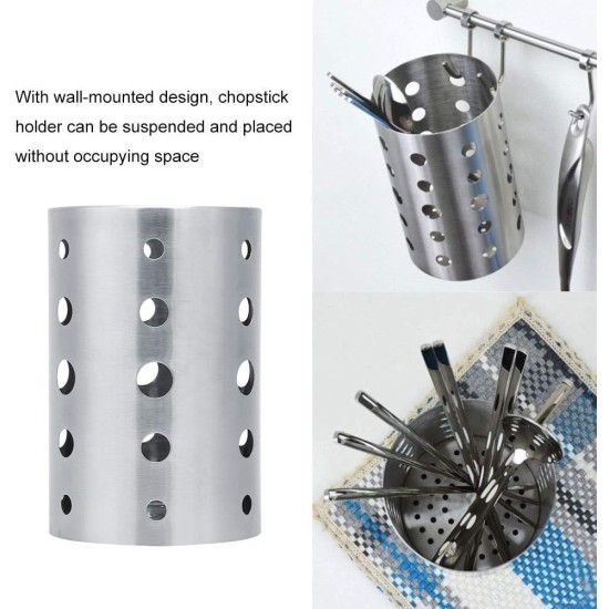 BORDSTRACT Chopsticks Holder, Stainless Steel Cooking Utensil Holder Chopsticks Tube Kitchen Cutlery Storage Rack Organizer with Circular Hole Chopsticks Drainer for Forks Knives Spoons BORDSTRACT Chopsticks Holder, Stainless Steel Cooking Utensil Holder Chopsticks Tube Kitchen Cutlery Storage Rack Organizer with Circular Hole Chopsticks Drainer for Forks Knives Spoons
