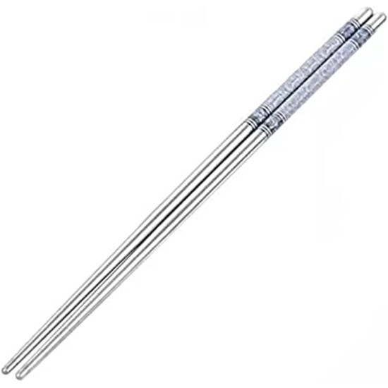 Floral Pattern Stainless Steel Chopsticks (Blue/White, 1 Pair) Floral Pattern Stainless Steel Chopsticks (Blue/White, 1 Pair)