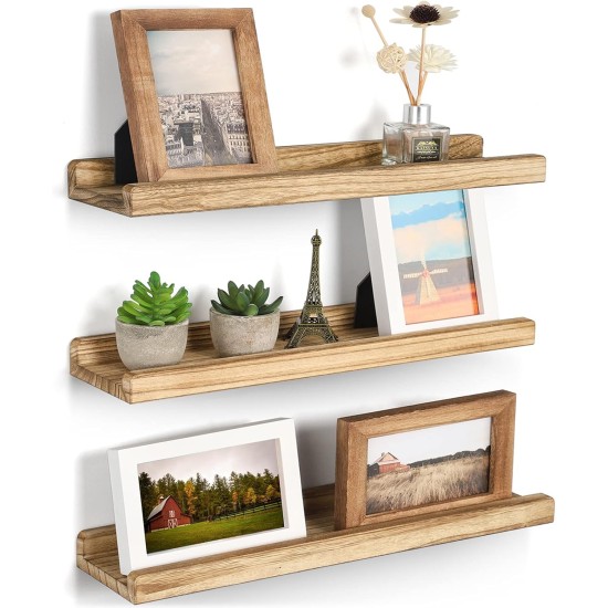 Emfogo Wall Shelves with Ledge 16.9 inch Wood Picture Shelf Rustic Floating Shelves Set of 3 for Storage and Display Rustic Brown Emfogo Wall Shelves with Ledge 16.9 inch Wood Picture Shelf Rustic Floating Shelves Set of 3 for Storage and Display Rustic Brown