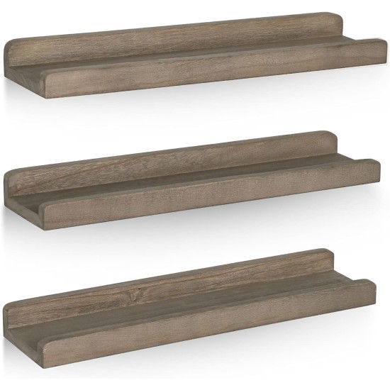 Emfogo Wall Shelves with Ledge 16.9 inch Wood Picture Shelf Rustic Floating Shelves Set of 3 for Storage and Display Rustic Brown Emfogo Wall Shelves with Ledge 16.9 inch Wood Picture Shelf Rustic Floating Shelves Set of 3 for Storage and Display Rustic Brown