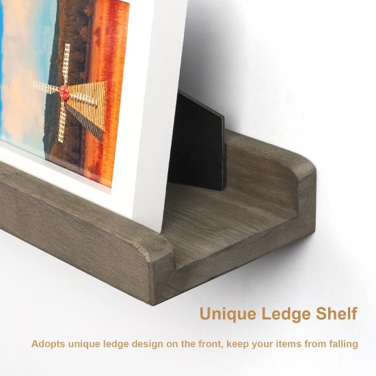 Emfogo Wall Shelves with Ledge 16.9 inch Wood Picture Shelf Rustic Floating Shelves Set of 3 for Storage and Display Rustic Brown Emfogo Wall Shelves with Ledge 16.9 inch Wood Picture Shelf Rustic Floating Shelves Set of 3 for Storage and Display Rustic Brown