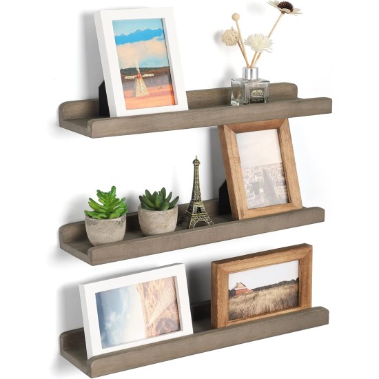 Emfogo Wall Shelves with Ledge 16.9 inch Wood Picture Shelf Rustic Floating Shelves Set of 3 for Storage and Display Rustic Brown Emfogo Wall Shelves with Ledge 16.9 inch Wood Picture Shelf Rustic Floating Shelves Set of 3 for Storage and Display Rustic Brown