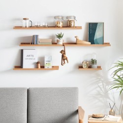 FISHFRUIT 16-inch Wall Floating Shelf, Rustic Wall-Mounted Easel Wooden Wall Shelf, Suitable for Bedroom, Living Room, Office, Kitchen, 3 Sets of The Same Size (16)