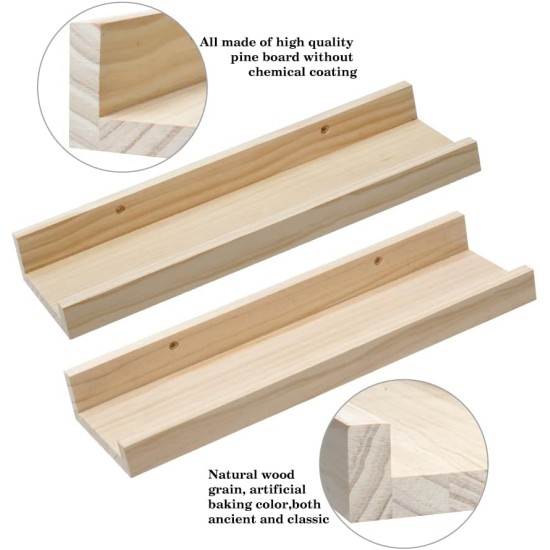 FISHFRUIT 16-inch Wall Floating Shelf, Rustic Wall-Mounted Easel Wooden Wall Shelf, Suitable for Bedroom, Living Room, Office, Kitchen, 3 Sets of The Same Size (16) FISHFRUIT 16-inch Wall Floating Shelf, Rustic Wall-Mounted Easel Wooden Wall Shelf, Suitable for Bedroom, Living Room, Office, Kitchen, 3 Sets of The Same Size (16)