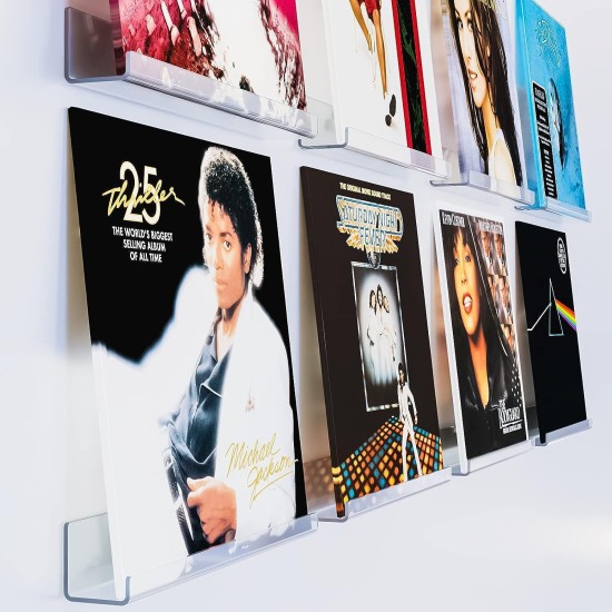Farady 6 Pack Acrylic Vinyl Record Holder Wall 4" Clear Album Holder CD Wall Display Shelf Adhesive for Music Records Collector Record Store and Vinyl Lover Farady 6 Pack Acrylic Vinyl Record Holder Wall 4" Clear Album Holder CD Wall Display Shelf Adhesive for Music Records Collector Record Store and Vinyl Lover