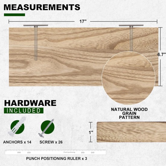Floating Shelves, 17 Inch Wall Shelf Set of 3, Rustic Wood Shelves for Wall Storage, Wall Mounted Wooden Display Shelf for Bathroom Bedroom Kitchen Garage, Carbonized Black Floating Shelves, 17 Inch Wall Shelf Set of 3, Rustic Wood Shelves for Wall Storage, Wall Mounted Wooden Display Shelf for Bathroom Bedroom Kitchen Garage, Carbonized Black
