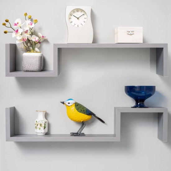Gatton Design Floating Shelves | Grey | Wall Mounted S Shape Design | Shelves for Wall | Wall Shelves for Bedroom, Living Room, Bathroom & Kitchen | Floating Shelf | Preassembled Decor Wall Shelf Gatton Design Floating Shelves | Grey | Wall Mounted S Shape Design | Shelves for Wall | Wall Shelves for Bedroom, Living Room, Bathroom & Kitchen | Floating Shelf | Preassembled Decor Wall Shelf
