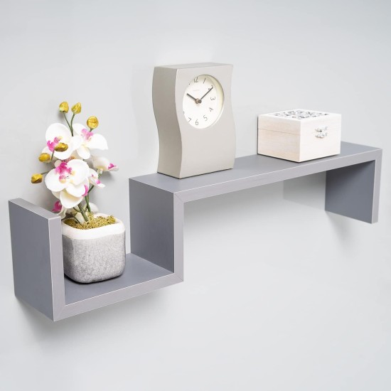 Gatton Design Floating Shelves | Grey | Wall Mounted S Shape Design | Shelves for Wall | Wall Shelves for Bedroom, Living Room, Bathroom & Kitchen | Floating Shelf | Preassembled Decor Wall Shelf Gatton Design Floating Shelves | Grey | Wall Mounted S Shape Design | Shelves for Wall | Wall Shelves for Bedroom, Living Room, Bathroom & Kitchen | Floating Shelf | Preassembled Decor Wall Shelf