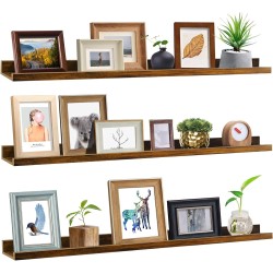 Giftgarden 47 Inch Long Floating Shelves for Wall, Rustic Picture Ledge Large Shelf for Living Room Bedroom Bathroom Kitchen, Set of 3 Different Sizes