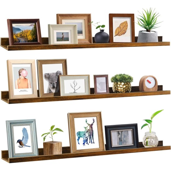 Giftgarden 47 Inch Long Floating Shelves for Wall, Rustic Picture Ledge Large Shelf for Living Room Bedroom Bathroom Kitchen, Set of 3 Different Sizes Giftgarden 47 Inch Long Floating Shelves for Wall, Rustic Picture Ledge Large Shelf for Living Room Bedroom Bathroom Kitchen, Set of 3 Different Sizes