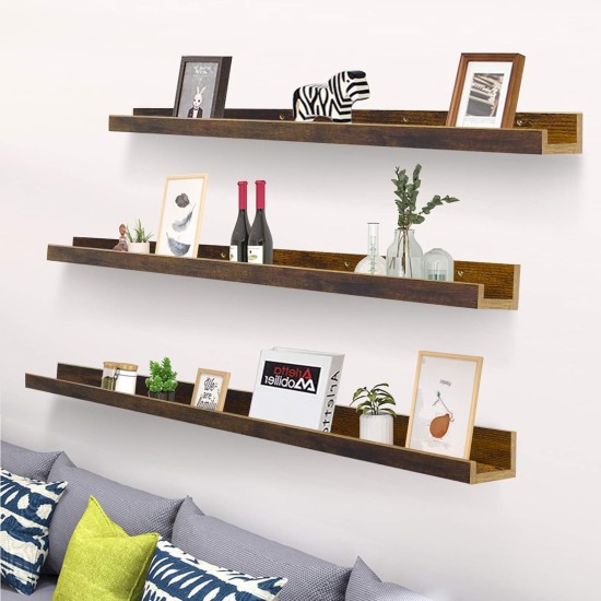 Giftgarden 47 Inch Long Floating Shelves for Wall, Rustic Picture Ledge Large Shelf for Living Room Bedroom Bathroom Kitchen, Set of 3 Different Sizes Giftgarden 47 Inch Long Floating Shelves for Wall, Rustic Picture Ledge Large Shelf for Living Room Bedroom Bathroom Kitchen, Set of 3 Different Sizes