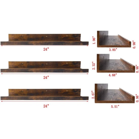 Giftgarden 47 Inch Long Floating Shelves for Wall, Rustic Picture Ledge Large Shelf for Living Room Bedroom Bathroom Kitchen, Set of 3 Different Sizes Giftgarden 47 Inch Long Floating Shelves for Wall, Rustic Picture Ledge Large Shelf for Living Room Bedroom Bathroom Kitchen, Set of 3 Different Sizes