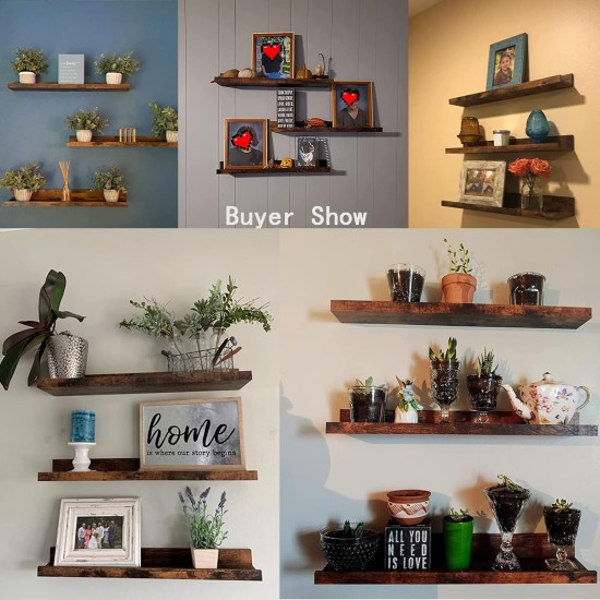 Giftgarden 47 Inch Long Floating Shelves for Wall, Rustic Picture Ledge Large Shelf for Living Room Bedroom Bathroom Kitchen, Set of 3 Different Sizes Giftgarden 47 Inch Long Floating Shelves for Wall, Rustic Picture Ledge Large Shelf for Living Room Bedroom Bathroom Kitchen, Set of 3 Different Sizes