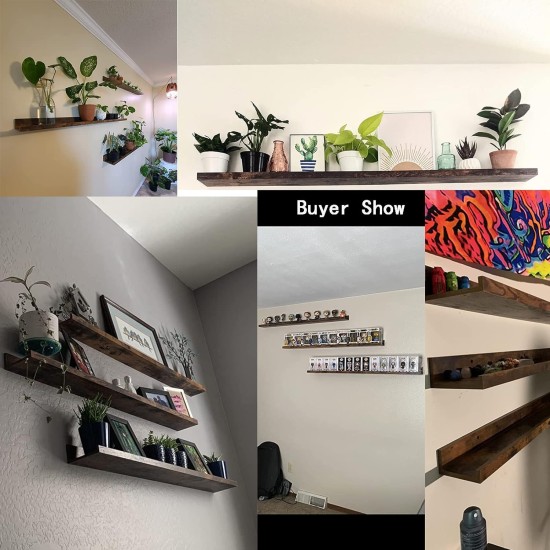 Giftgarden 47 Inch Long Floating Shelves for Wall, Rustic Picture Ledge Large Shelf for Living Room Bedroom Bathroom Kitchen, Set of 3 Different Sizes Giftgarden 47 Inch Long Floating Shelves for Wall, Rustic Picture Ledge Large Shelf for Living Room Bedroom Bathroom Kitchen, Set of 3 Different Sizes