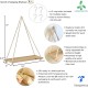 Hanging Shelves for Wall [Set of 2 w/ Hooks] Floating Shelves, Macrame Rope Triangle Shelf, Natural Light Reclaimed Wood, Farmhouse Rustic Modern Plant Aesthetic, Boho Dorm Living Room Bedroom Decor