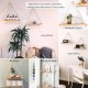 Hanging Shelves for Wall [Set of 2 w/ Hooks] Floating Shelves, Macrame Rope Triangle Shelf, Natural Light Reclaimed Wood, Farmhouse Rustic Modern Plant Aesthetic, Boho Dorm Living Room Bedroom Decor