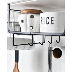Kitchen Storage Bin Under Shelf Wire Rack Cabinet Basket Organizer Holder Stand (Black)