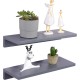 OROPY Floating Shelves Wall Mounted Set of 2, Pine Wood Wall Shelf Decorative Hanging Display Rack for Bedroom, Living Room, Kitchen, Bathroom - Grey OROPY Floating Shelves Wall Mounted Set of 2, Pine Wood Wall Shelf Decorative Hanging Display Rack for Bedroom, Living Room, Kitchen, Bathroom - Grey