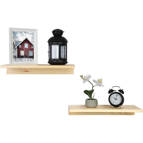 OROPY Floating Shelves Wall Mounted Set of 2, Pine Wood Wall Shelf Decorative Hanging Display Rack for Bedroom, Living Room, Kitchen, Bathroom - Grey OROPY Floating Shelves Wall Mounted Set of 2, Pine Wood Wall Shelf Decorative Hanging Display Rack for Bedroom, Living Room, Kitchen, Bathroom - Grey