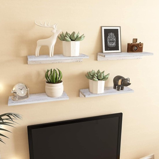 OROPY Floating Shelves Wall Mounted Set of 2, Pine Wood Wall Shelf Decorative Hanging Display Rack for Bedroom, Living Room, Kitchen, Bathroom - Grey OROPY Floating Shelves Wall Mounted Set of 2, Pine Wood Wall Shelf Decorative Hanging Display Rack for Bedroom, Living Room, Kitchen, Bathroom - Grey