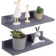 OROPY Floating Shelves Wall Mounted Set of 2, Pine Wood Wall Shelf Decorative Hanging Display Rack for Bedroom, Living Room, Kitchen, Bathroom - Grey OROPY Floating Shelves Wall Mounted Set of 2, Pine Wood Wall Shelf Decorative Hanging Display Rack for Bedroom, Living Room, Kitchen, Bathroom - Grey