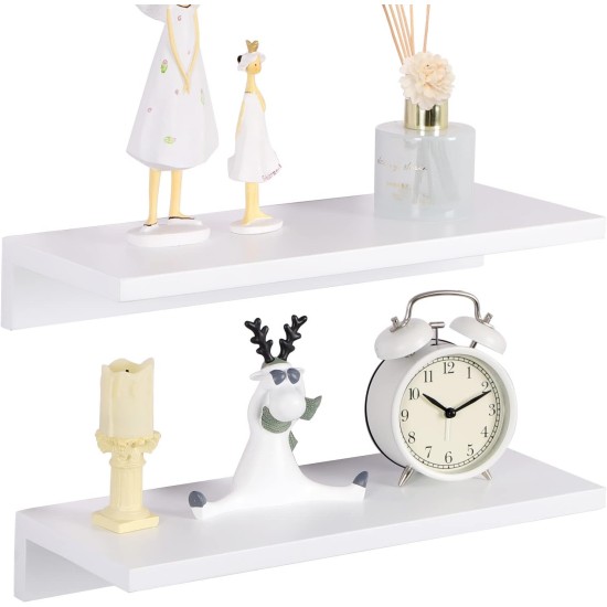 OROPY Floating Shelves Wall Mounted Set of 2, Pine Wood Wall Shelf Decorative Hanging Display Rack for Bedroom, Living Room, Kitchen, Bathroom - Grey OROPY Floating Shelves Wall Mounted Set of 2, Pine Wood Wall Shelf Decorative Hanging Display Rack for Bedroom, Living Room, Kitchen, Bathroom - Grey
