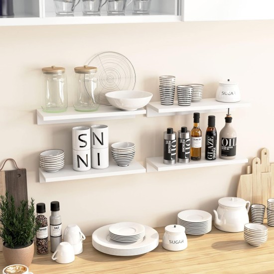 OROPY Floating Shelves Wall Mounted Set of 2, Pine Wood Wall Shelf Decorative Hanging Display Rack for Bedroom, Living Room, Kitchen, Bathroom - Grey OROPY Floating Shelves Wall Mounted Set of 2, Pine Wood Wall Shelf Decorative Hanging Display Rack for Bedroom, Living Room, Kitchen, Bathroom - Grey