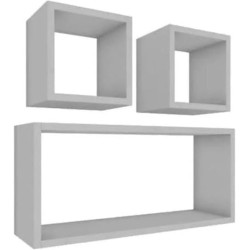 Wall-mounted decorative shelves, wooden wall-mounted shelves suitable for kitchen, kitchen drawer and bedroom, easy to install, home decor products (3 pieces) (white)
