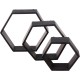 Wall mounted hexagon floating shelves, wooden wall organizer hanging shelf for home decor(3pcs)-black