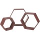 Wall mounted hexagon floating shelves, wooden wall organizer hanging shelf for home decor(3pcs)-black
