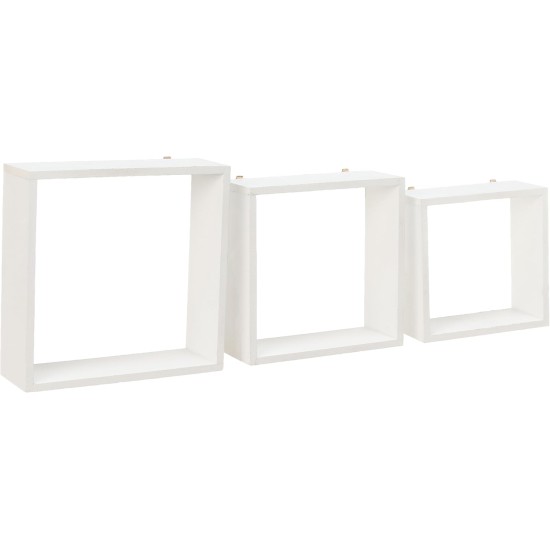Wood 3 Cubic Wall Shelves - White