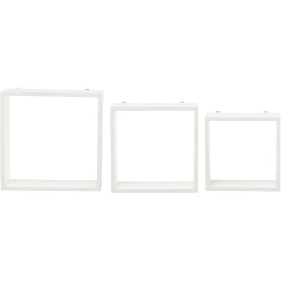 Wood 3 Cubic Wall Shelves - White