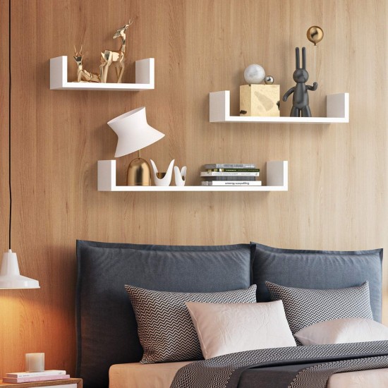 Wood Wall Hanging Wall Decor Shelves Wall Mount Kitchen Living Room Bathroom Bedroom Easy Installation Home Decor Products (White, Letter U 3pcs) Wood Wall Hanging Wall Decor Shelves Wall Mount Kitchen Living Room Bathroom Bedroom Easy Installation Home Decor Products (White, Letter U 3pcs)