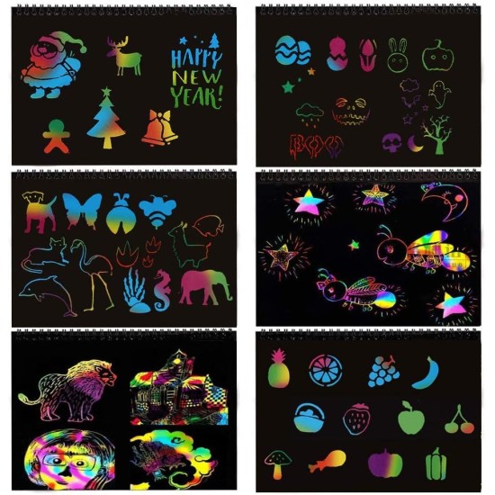 DMG Crafts For Kids, Scratch Art Books For Kids, Scratch Art Paper Large Rainbow Painting Boards 2 Colorful Notebooks for Ages 3-11 Years Girls Or Boys, Arts And Crafts For Kids DMG Crafts For Kids, Scratch Art Books For Kids, Scratch Art Paper Large Rainbow Painting Boards 2 Colorful Notebooks for Ages 3-11 Years Girls Or Boys, Arts And Crafts For Kids