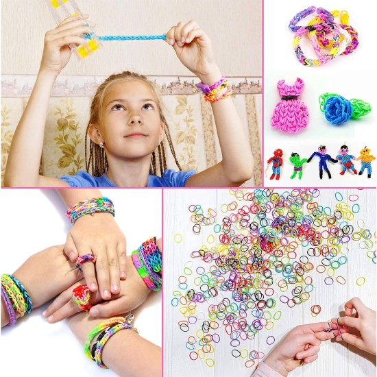 Elastic Bands for Bracelets Kit with Hooks, 1200 Pieces DIY Bracelet Kit for Girls, Beads for Children's Bracelets, Colourful Elastic Bracelet Loom Bands Kit for Jewellery Making – Mix Elastic Bands for Bracelets Kit with Hooks, 1200 Pieces DIY Bracelet Kit for Girls, Beads for Children's Bracelets, Colourful Elastic Bracelet Loom Bands Kit for Jewellery Making – Mix