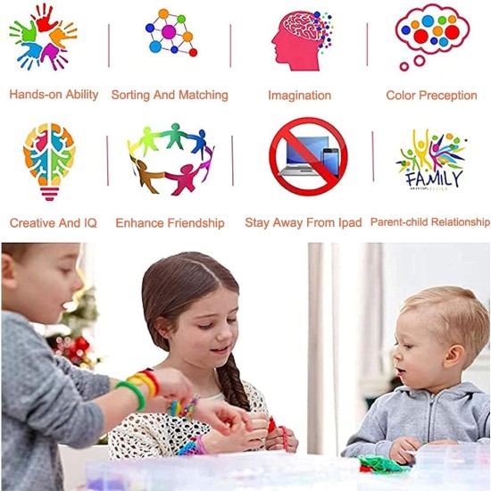 Elastic Bands for Bracelets Kit with Hooks, 1200 Pieces DIY Bracelet Kit for Girls, Beads for Children's Bracelets, Colourful Elastic Bracelet Loom Bands Kit for Jewellery Making – Mix Elastic Bands for Bracelets Kit with Hooks, 1200 Pieces DIY Bracelet Kit for Girls, Beads for Children's Bracelets, Colourful Elastic Bracelet Loom Bands Kit for Jewellery Making – Mix