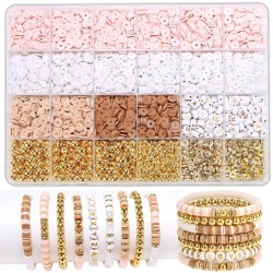 LFLIUN Bracelet Making Kit Friendship Gold Beads Clay Beads Jewelry&Bracelet Making Kit Charm Bracelet Maker Set with Letter Beaded Kit Birthday Gift