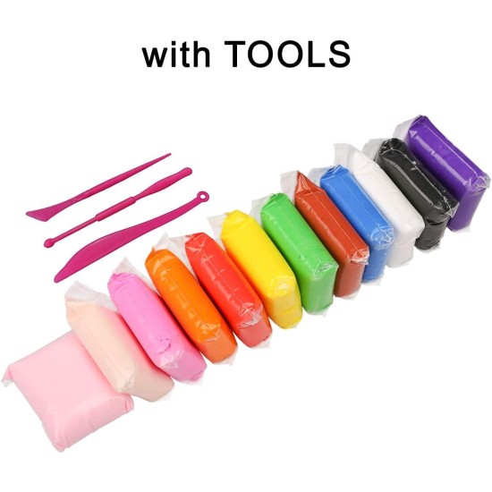 Mimi® Ultra-Light Creative Art and Craft Air Dry Super Clay with Carving Molding Tools Kit for Girls and Boys; Kids Above Age 5+ Year Old (Pack of 12) Mimi® Ultra-Light Creative Art and Craft Air Dry Super Clay with Carving Molding Tools Kit for Girls and Boys; Kids Above Age 5+ Year Old (Pack of 12)