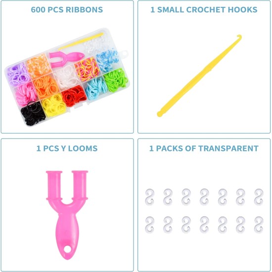 Mlife 600+ Loom Bands Set, Loops Rubber, Colourful Rubber Bands Kit for Bracelets, DIY Elastic Band Craft Box for DIY Children's Bracelets Necklace, Bracelet Making Kit for Beginners, Boys and Girls, Mlife 600+ Loom Bands Set, Loops Rubber, Colourful Rubber Bands Kit for Bracelets, DIY Elastic Band Craft Box for DIY Children's Bracelets Necklace, Bracelet Making Kit for Beginners, Boys and Girls,