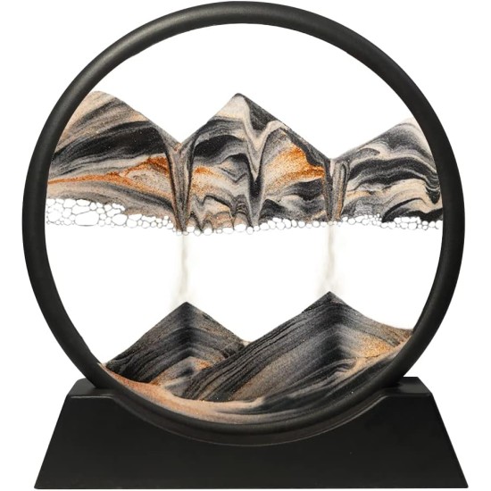 Muyan Moving Sand Art Picture Sandscapes in Motion Round Glass 3D Deep Sea Sand Art for Adult Kid Large Desktop Art Toys (Black, 7 Inch) Muyan Moving Sand Art Picture Sandscapes in Motion Round Glass 3D Deep Sea Sand Art for Adult Kid Large Desktop Art Toys (Black, 7 Inch)