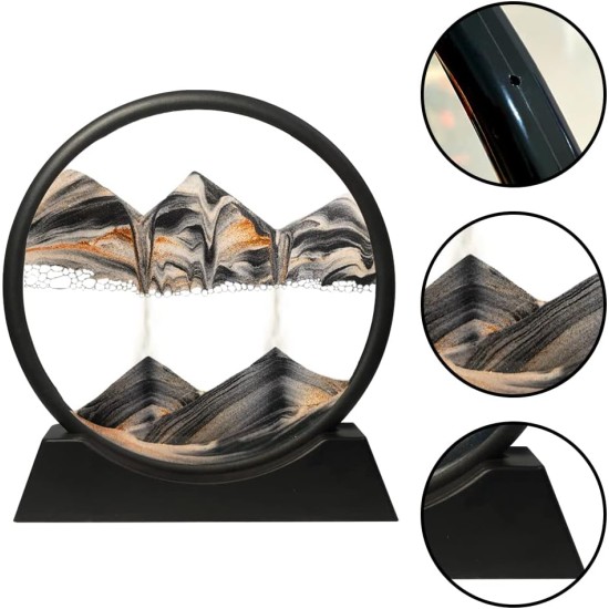 Muyan Moving Sand Art Picture Sandscapes in Motion Round Glass 3D Deep Sea Sand Art for Adult Kid Large Desktop Art Toys (Black, 7 Inch) Muyan Moving Sand Art Picture Sandscapes in Motion Round Glass 3D Deep Sea Sand Art for Adult Kid Large Desktop Art Toys (Black, 7 Inch)