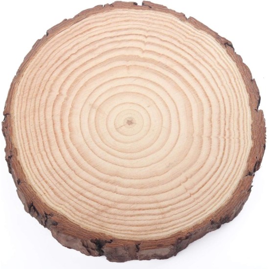 Natural Wood Slices, Round Pinewood Slabs, 9 to 10 inch Rustic Tree Bark Slice Weathered Log Disc, Outdoor Country Barn Wedding Table Centerpiece, (Pack of 4) Natural Wood Slices, Round Pinewood Slabs, 9 to 10 inch Rustic Tree Bark Slice Weathered Log Disc, Outdoor Country Barn Wedding Table Centerpiece, (Pack of 4)
