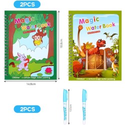 OSDUE Magic Water Drawing Book for Children (2 Styles), Coloring Book Education Drawing Toy, Adventures to Coloring Water Book with Magic Pen, Gifts for Children