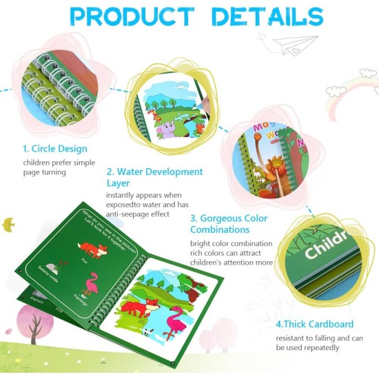 OSDUE Magic Water Drawing Book for Children (2 Styles), Coloring Book Education Drawing Toy, Adventures to Coloring Water Book with Magic Pen, Gifts for Children OSDUE Magic Water Drawing Book for Children (2 Styles), Coloring Book Education Drawing Toy, Adventures to Coloring Water Book with Magic Pen, Gifts for Children