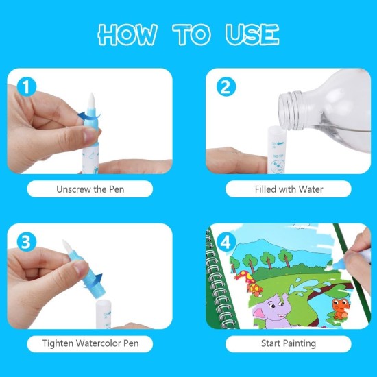 OSDUE Magic Water Drawing Book for Children (2 Styles), Coloring Book Education Drawing Toy, Adventures to Coloring Water Book with Magic Pen, Gifts for Children OSDUE Magic Water Drawing Book for Children (2 Styles), Coloring Book Education Drawing Toy, Adventures to Coloring Water Book with Magic Pen, Gifts for Children